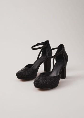 Phase Eight Black Sparkly Platform Heels Black Australia | WK2084135